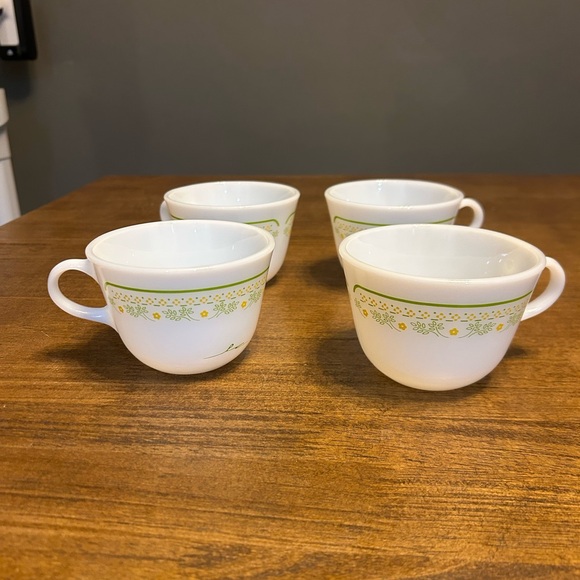 Pyrex Vintage Summer Impressions Sunshine 8oz Floral White and Green Cup Mugs - Picture 3 of 11
